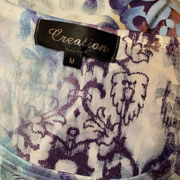 CREATION Geometric “Shark Bite” Hemline in Blue Green Purple Size Medium - Picture 3 of 5